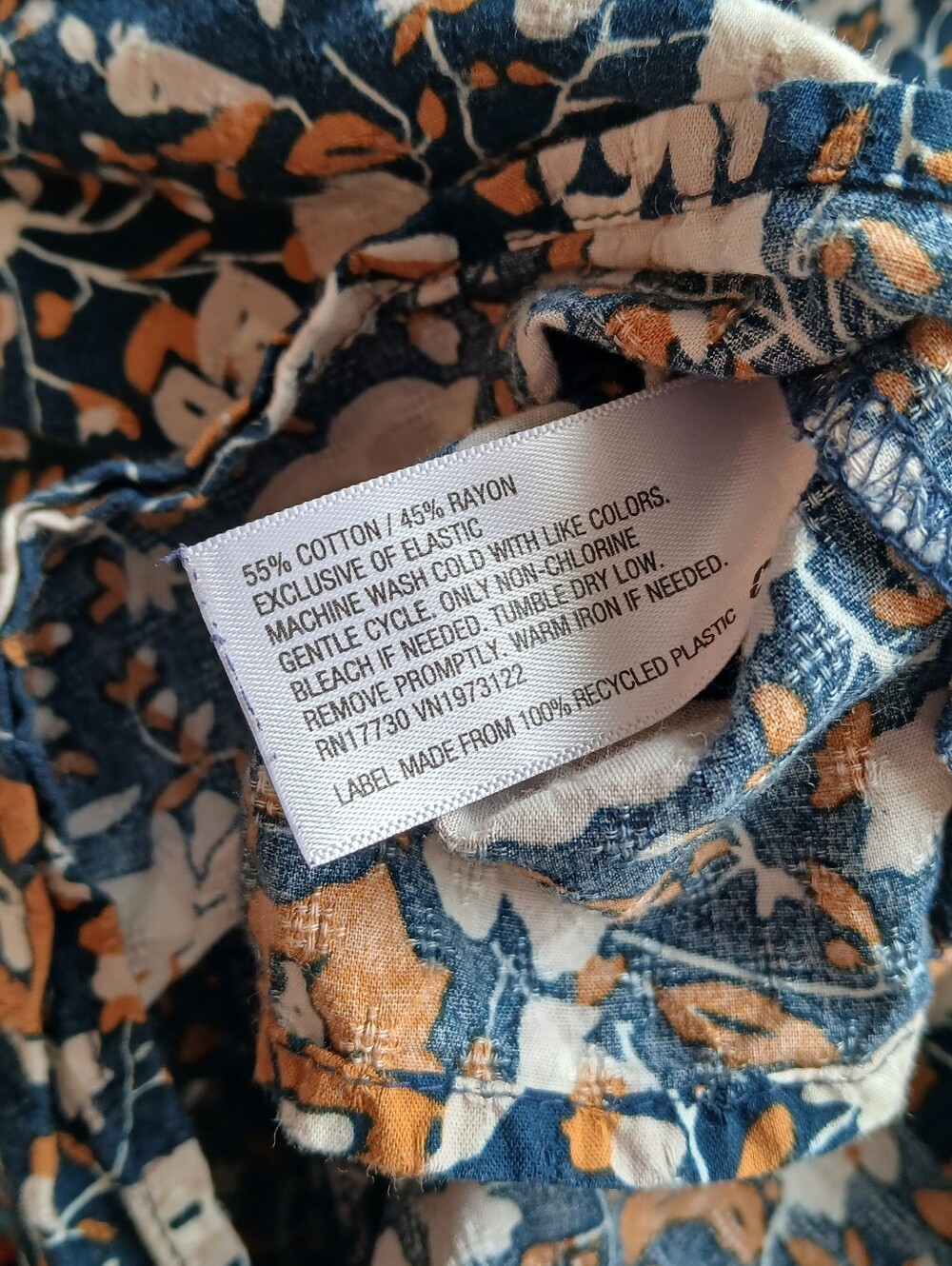 Universal Thread Navy and Orange Floral Smocked Peplum Blouse Size XXL - Picture 6 of 8